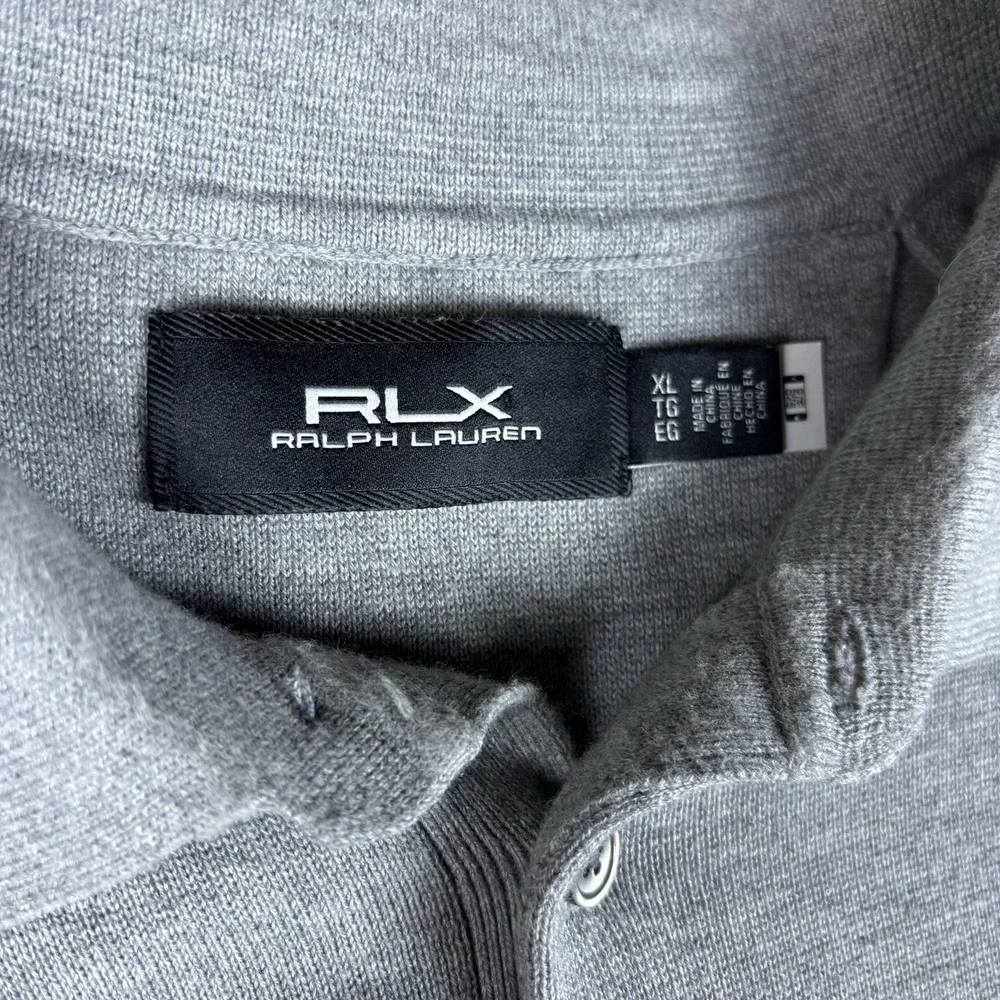 RLX‎ Ralph Lauren Sweater Polo Shirt Mens XL Gray Knit Short Sleeve Pony Logo
